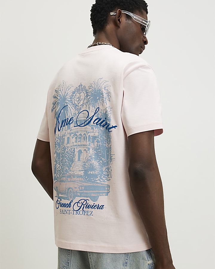 Pink Oversized Fit Royale Car T-Shirt