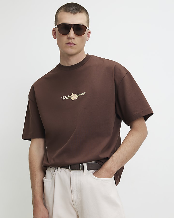 Brown Oversized Fit Cote Bleue Crest T-Shirt