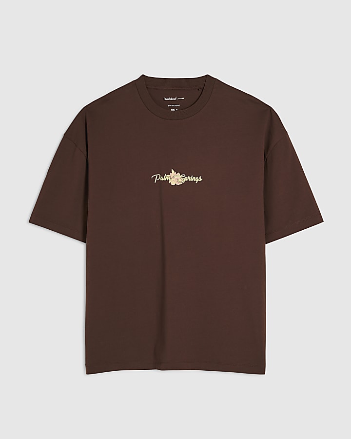 Brown Oversized Fit Cote Bleue Crest T-Shirt