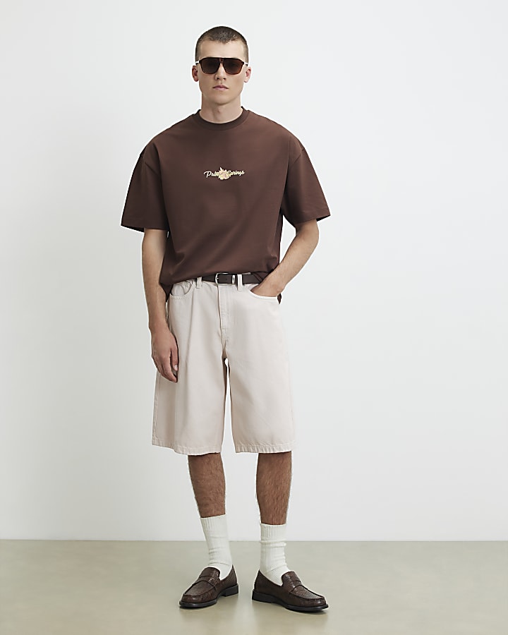 Brown Oversized Fit Cote Bleue Crest T-Shirt