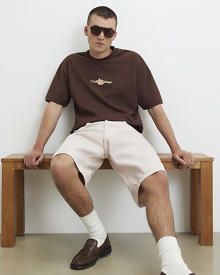 Brown Oversized Fit Cote Bleue Crest T-Shirt