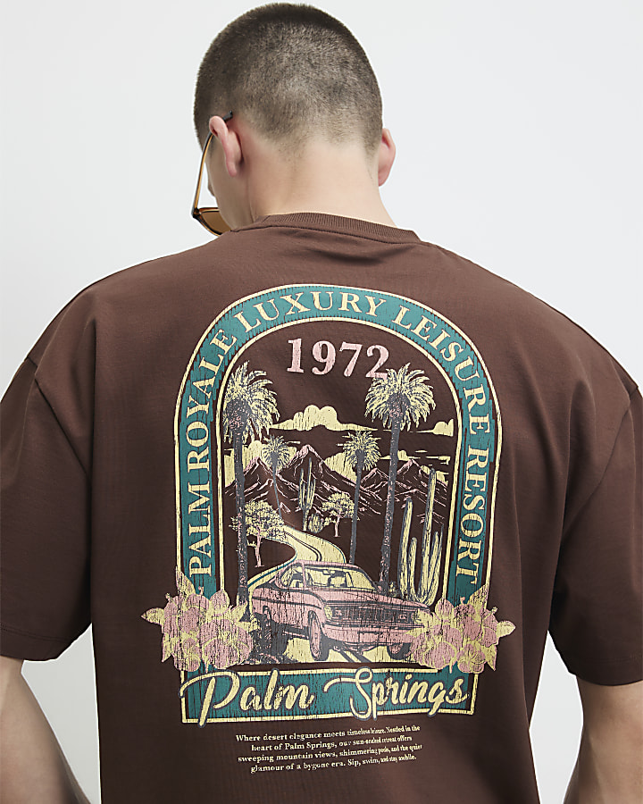 Brown Oversized Fit Cote Bleue Crest T-Shirt