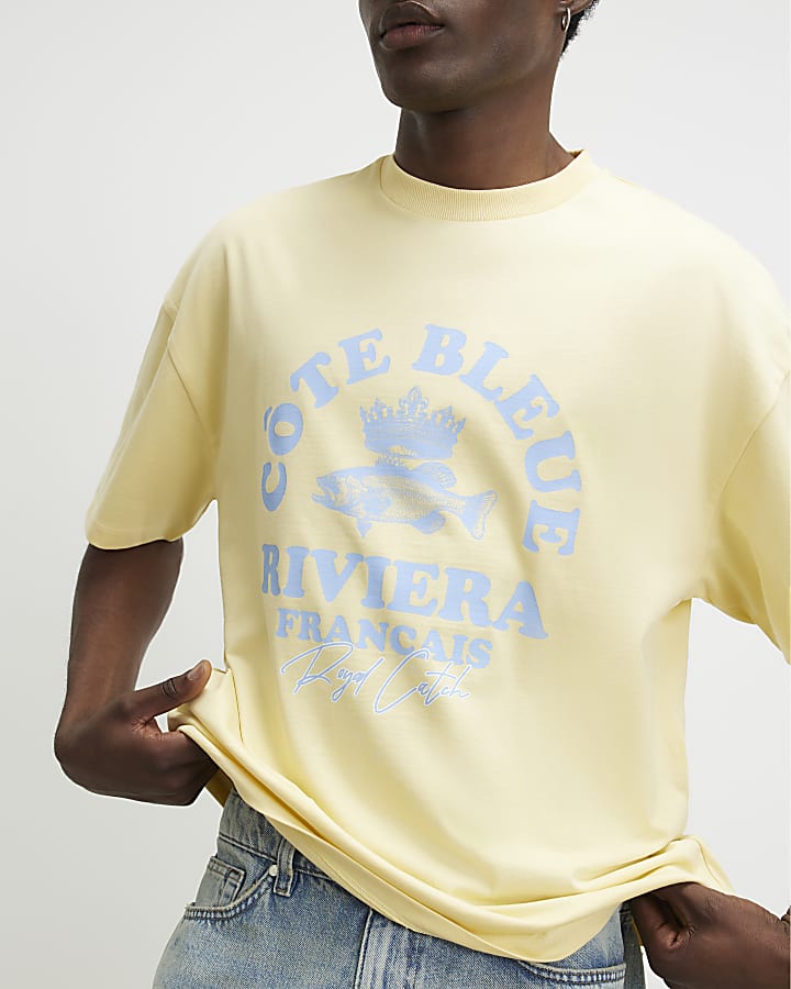 Yellow Oversized Fit Cote Bleue Fish T-Shirt