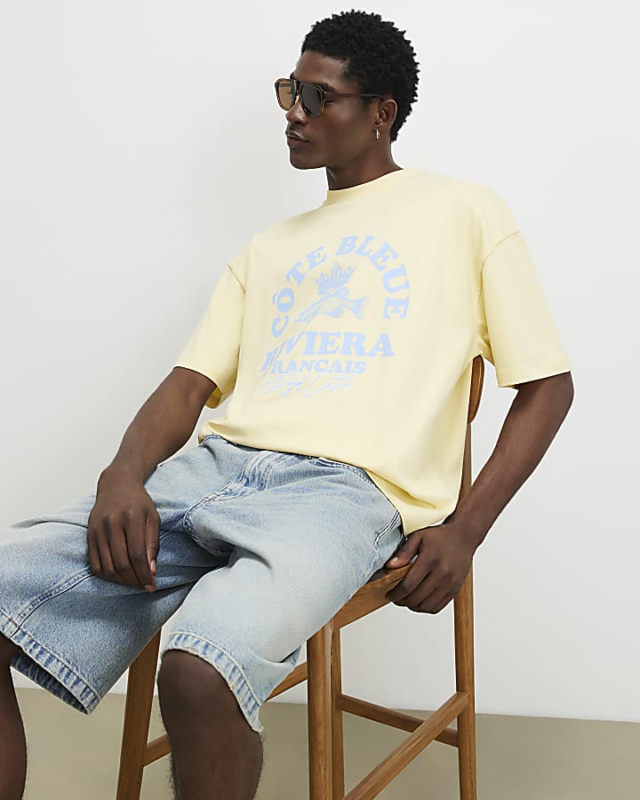 Yellow Oversized Fit Cote Bleue Fish T-Shirt