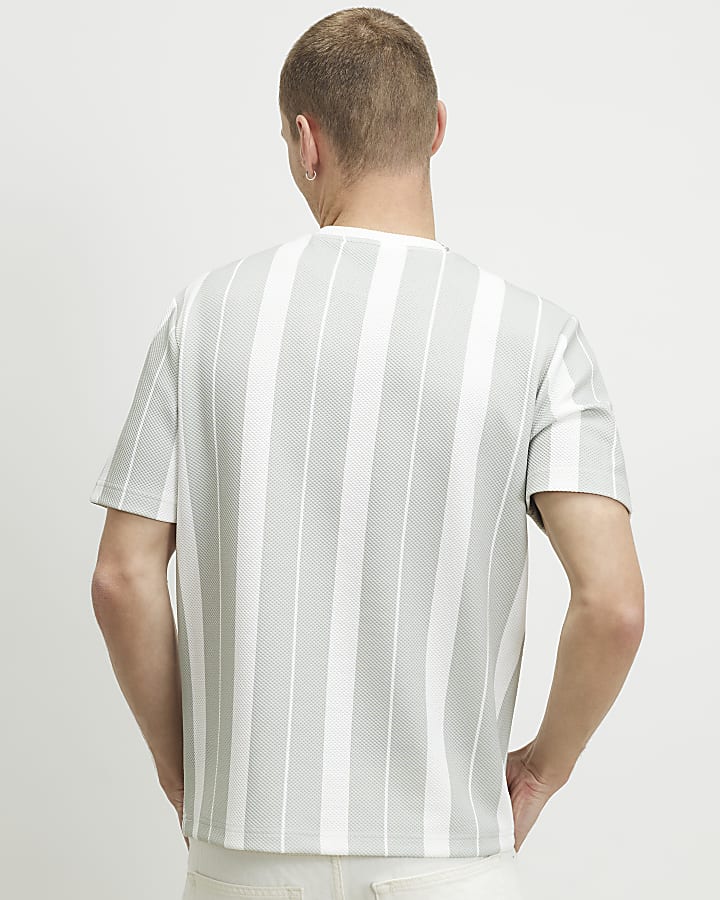 Green Slim Fit Textured Stripe T-Shirt