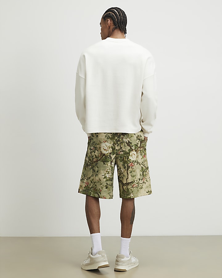 Green Camouflage Floral Shorts