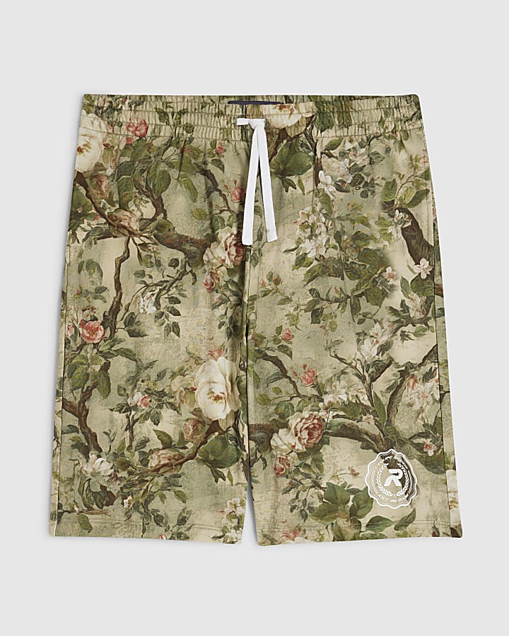 Green Camouflage Floral Shorts