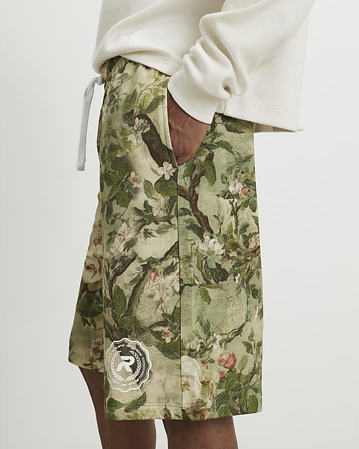 Green Camouflage Floral Shorts
