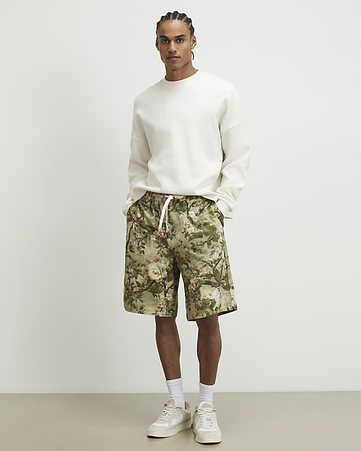 Green Camouflage Floral Shorts