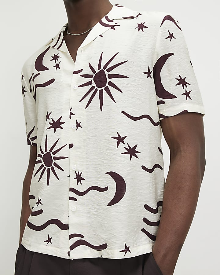 White Regular Fit Night Sky Shirt