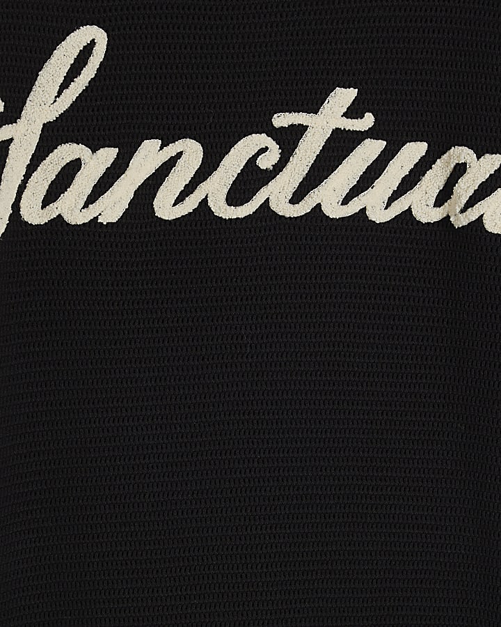 Black Regular Fit Sanctuaire Knitted T-Shirt