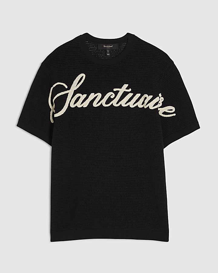 Black Regular Fit Sanctuaire Knitted T-Shirt