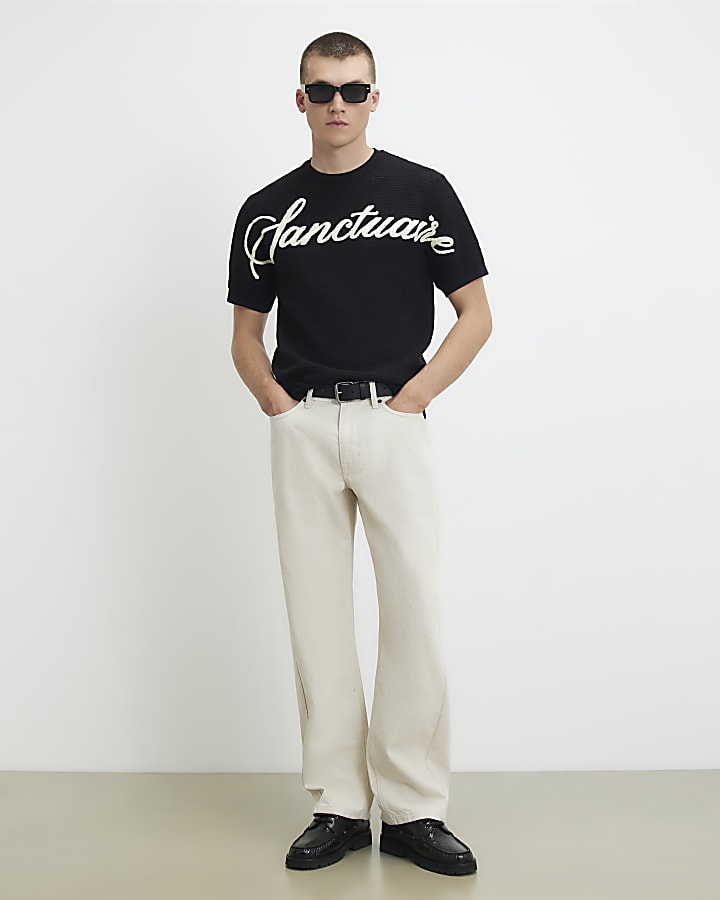 Black Regular Fit Sanctuaire Knitted T-Shirt