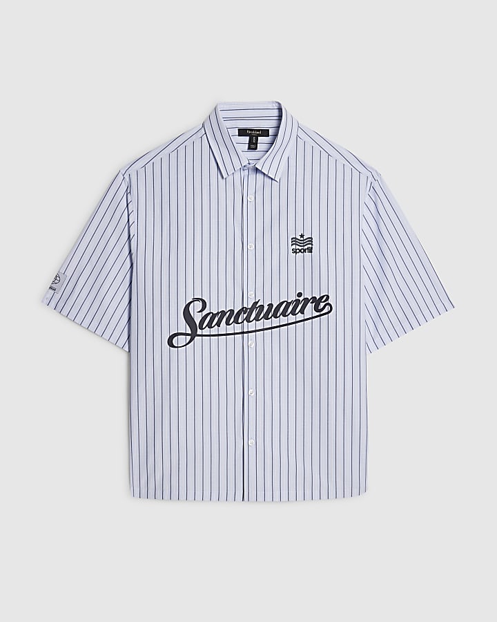 Blue Striped Sanctuare Badged Shirt