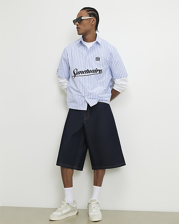 Blue Striped Sanctuare Badged Shirt