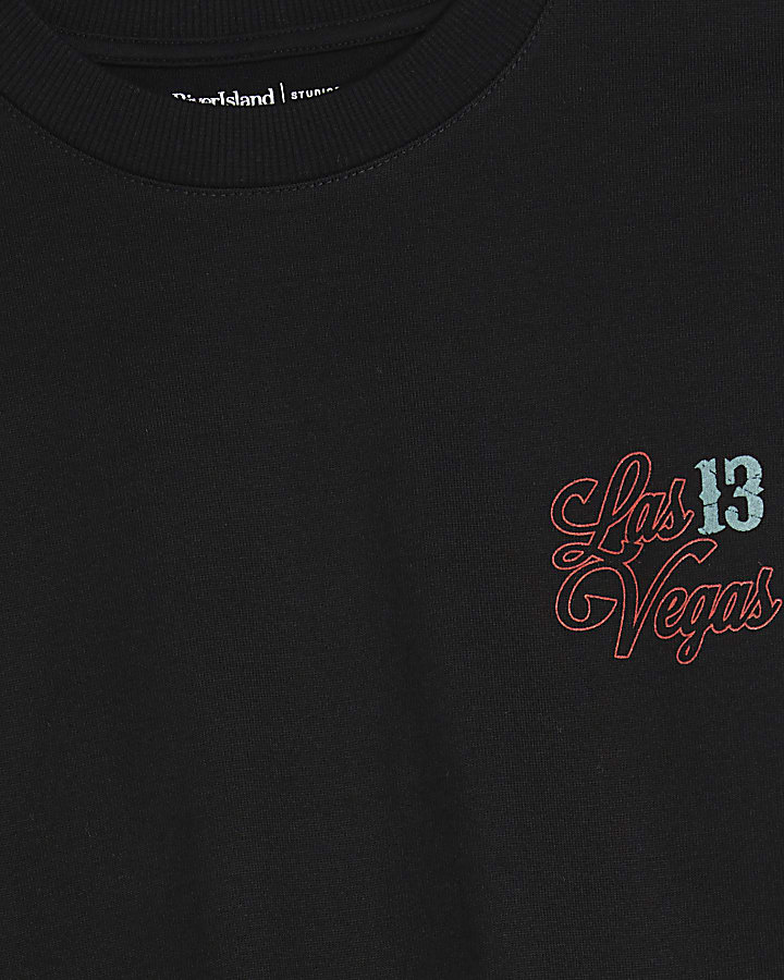 Black Oversized Fit Cocktail Scene T-Shirt