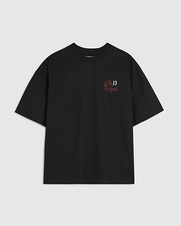 Black Oversized Fit Cocktail Scene T-Shirt