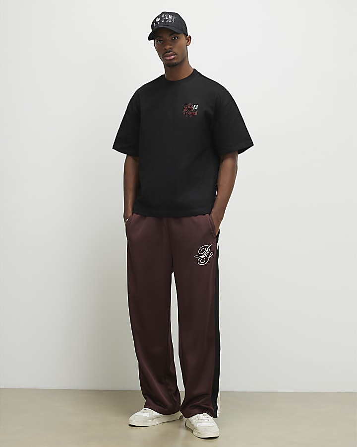 Black Oversized Fit Cocktail Scene T-Shirt