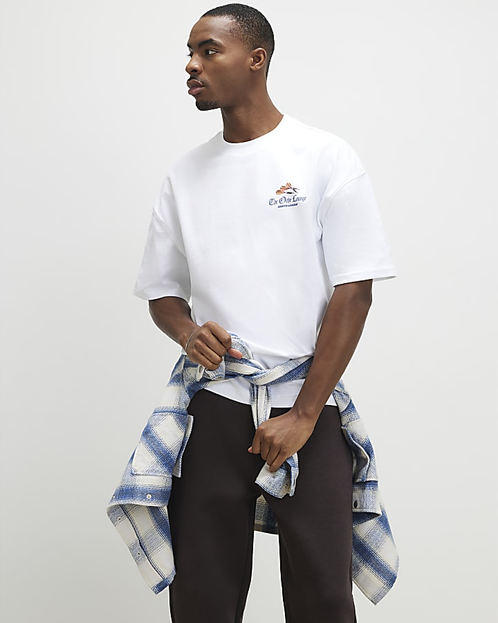 White Oversized Fit Darts Trophy T-Shirt