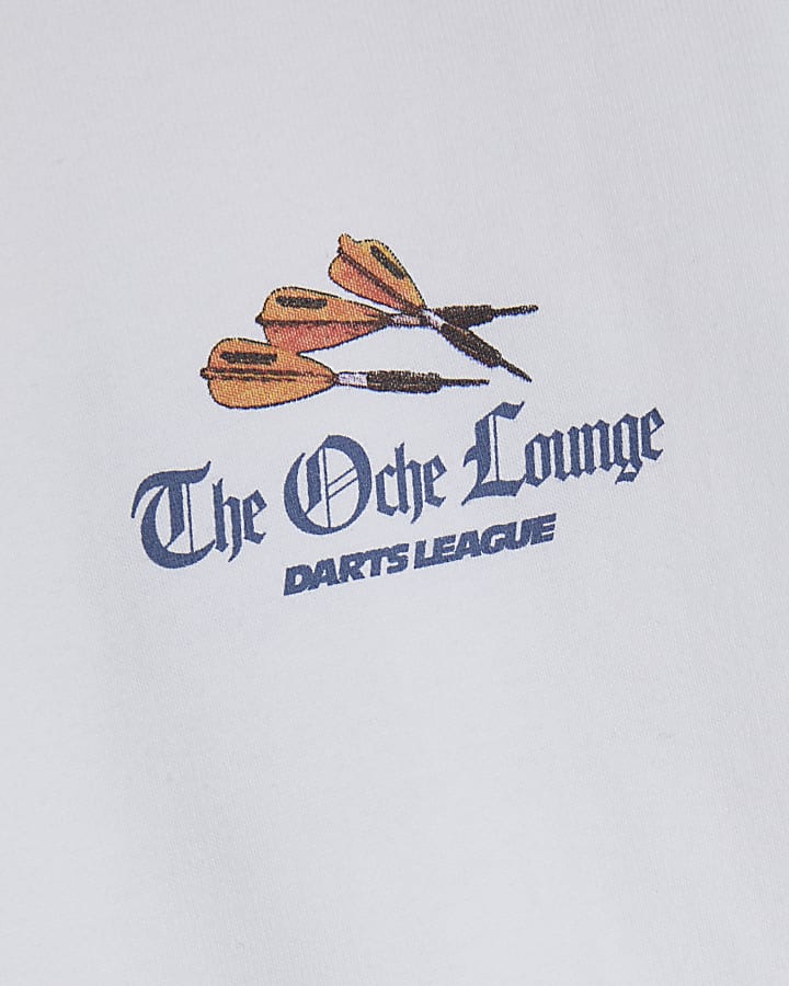 White Oversized Fit Darts Trophy T-Shirt