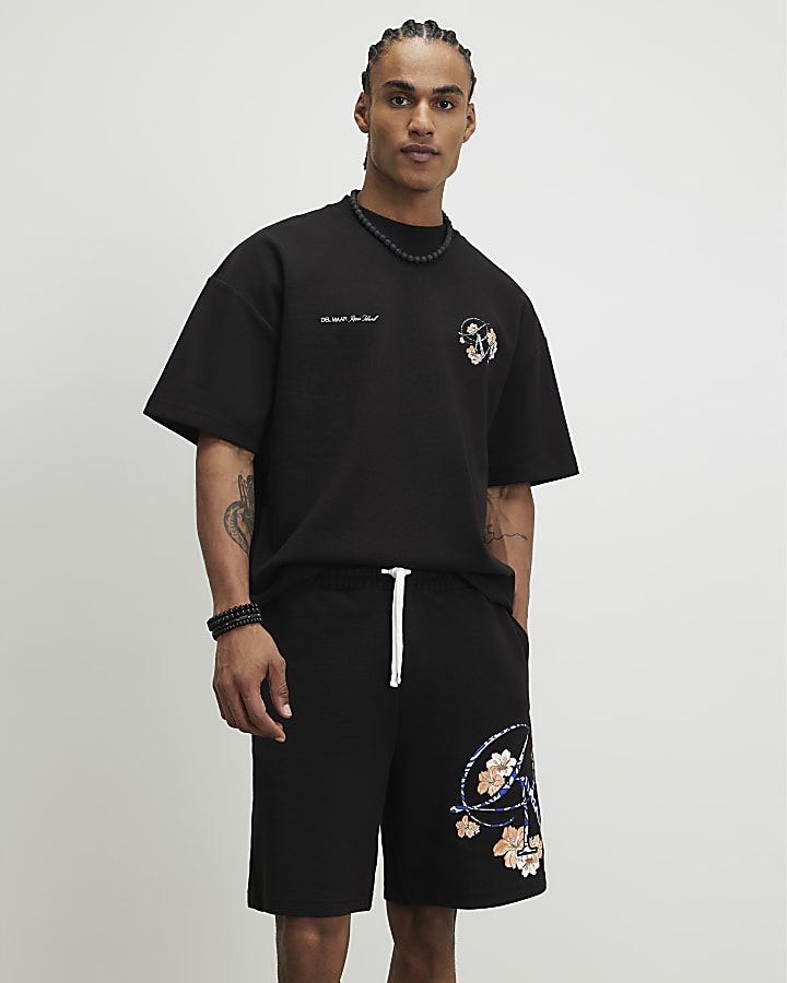 Black Oversized Textured T-Shirt