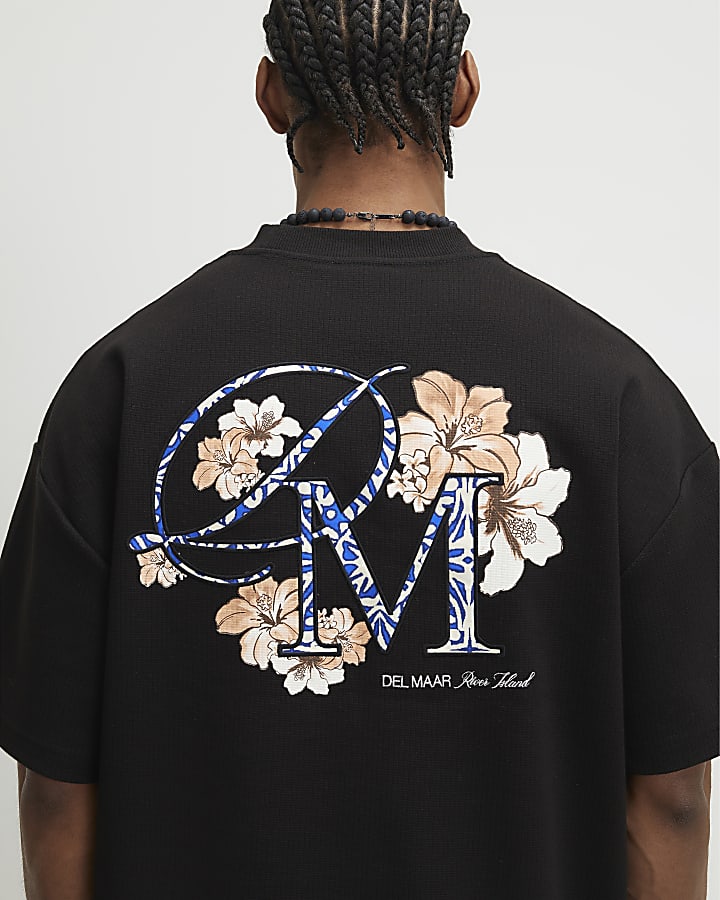 Black Oversized Textured T-Shirt