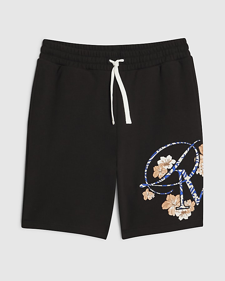 Black Regular Fit Textured Shorts