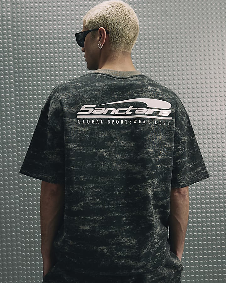 Black Washed Camouflage Sanctuaire T-Shirt
