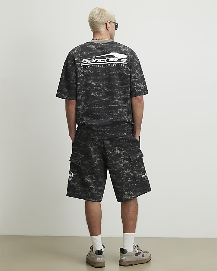 Black Camouflage Cargo Shorts