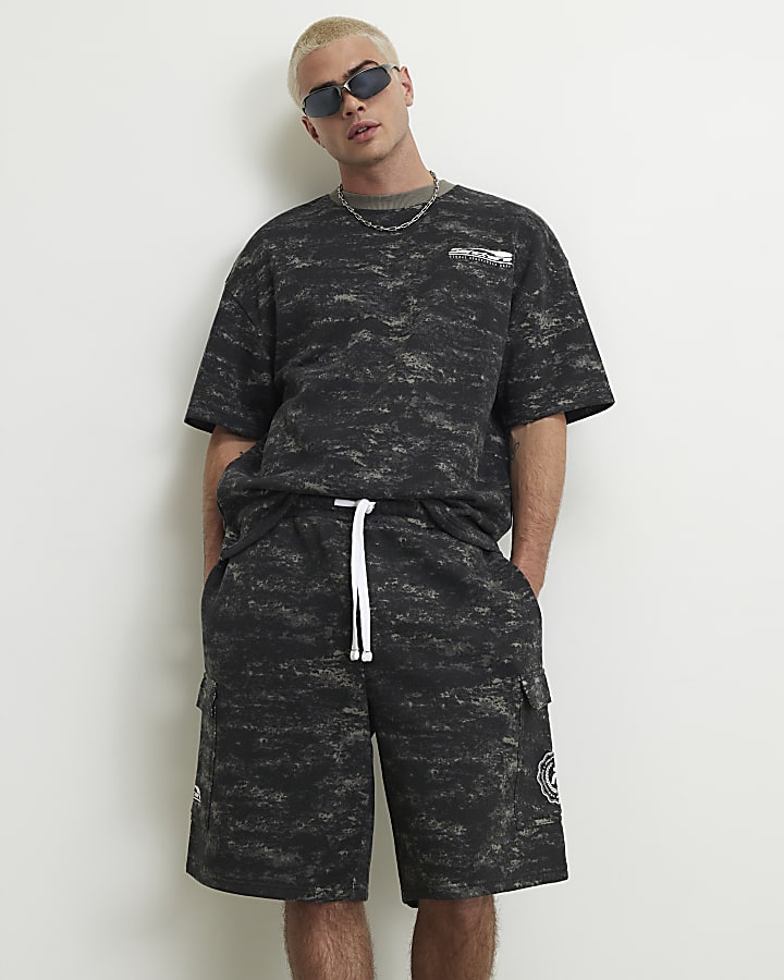 Black Camouflage Cargo Shorts