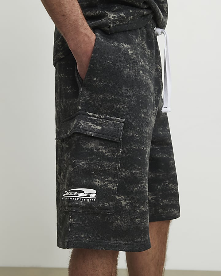 Black Camouflage Cargo Shorts