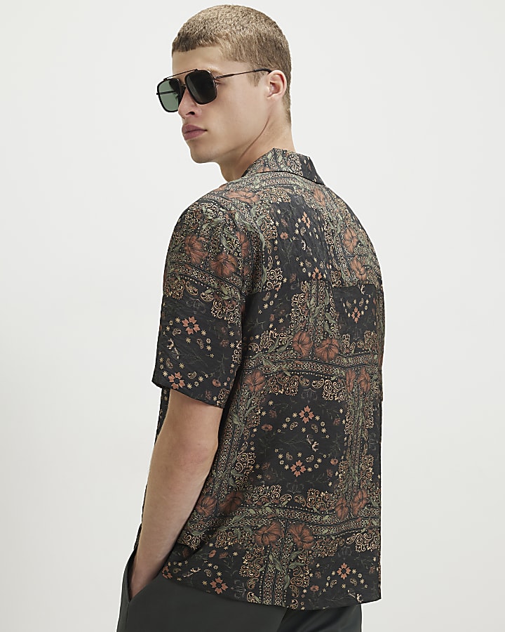 Grey Regular Fit Paisley Floral Shirt