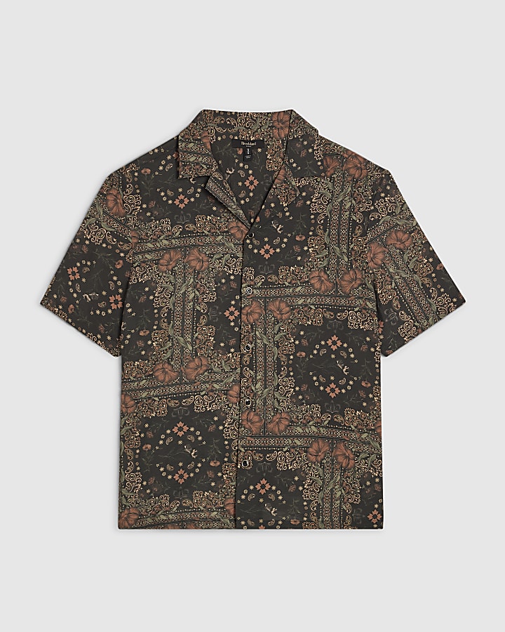 Grey Regular Fit Paisley Floral Shirt