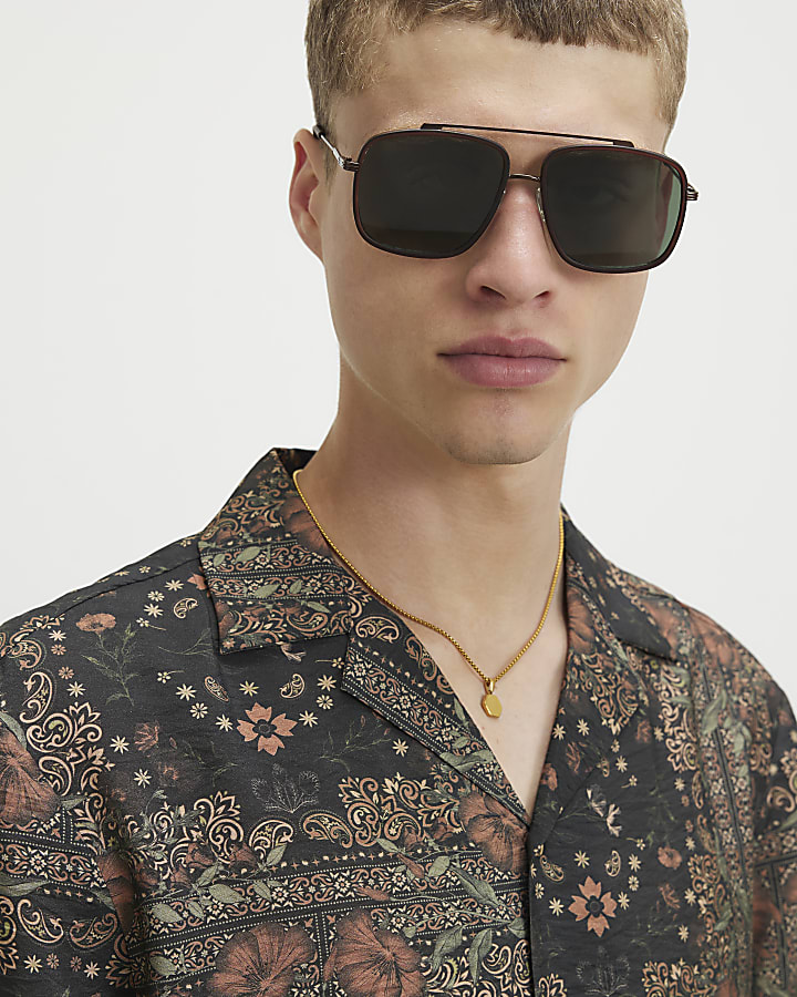 Grey Regular Fit Paisley Floral Shirt