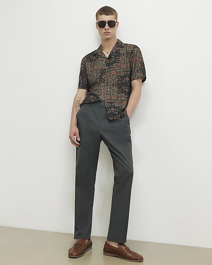 Grey Regular Fit Paisley Floral Shirt