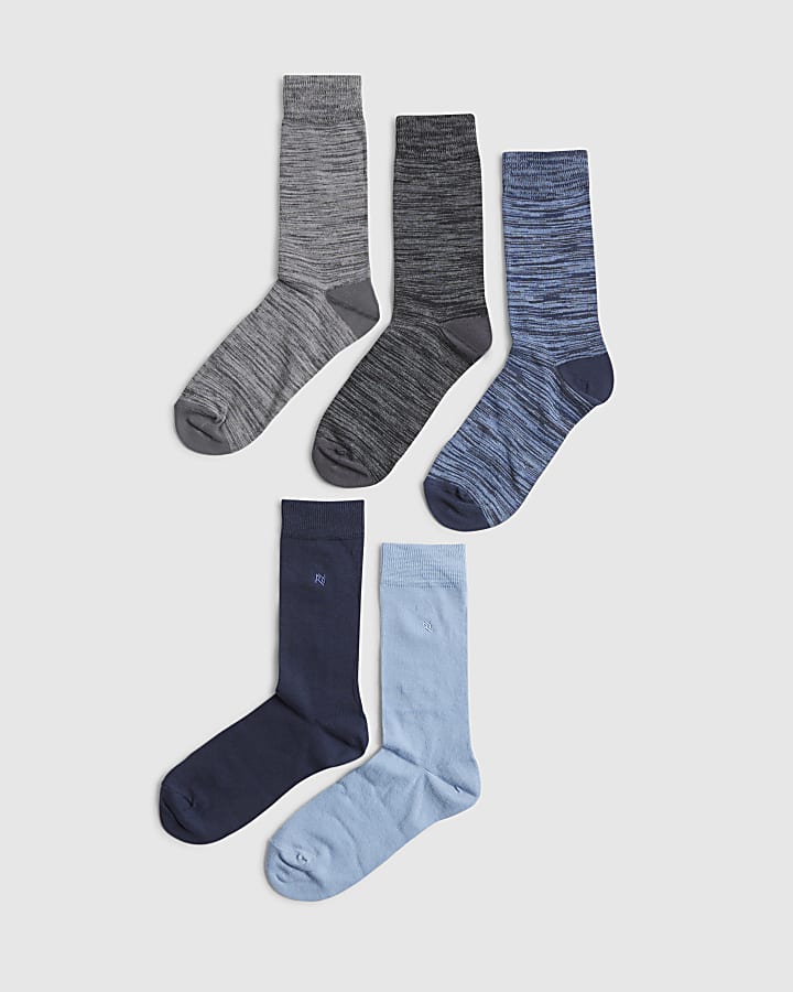 Blue Formal RI Grindle Pack Of 5 Socks