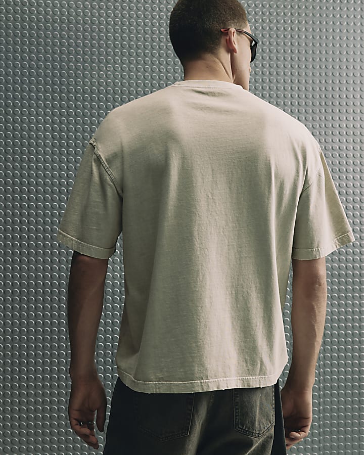 Beige Oversized Fit 7th Division T-Shirt