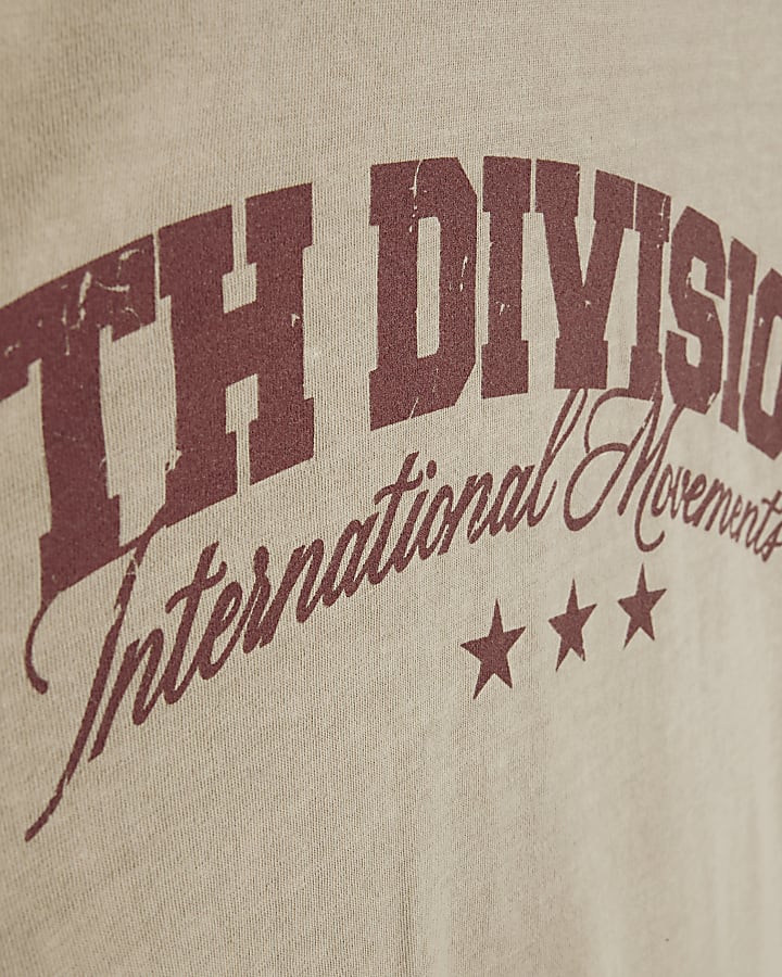 Beige Oversized Fit 7th Division T-Shirt