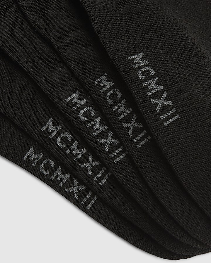 Black Ribbed Tube Pack Of 5 Socks