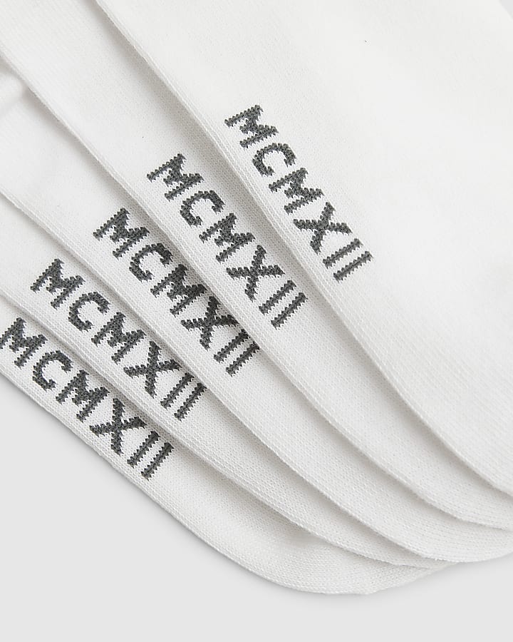 White Ribbed Tube Pack Of 5 Socks