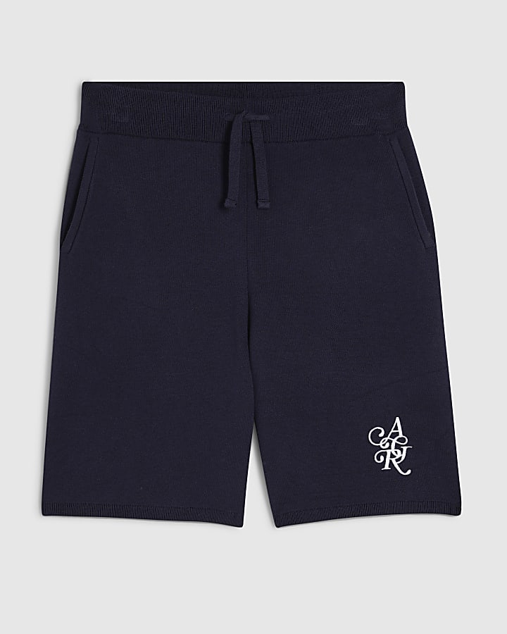 Navy Regular Fit Knitted Shorts