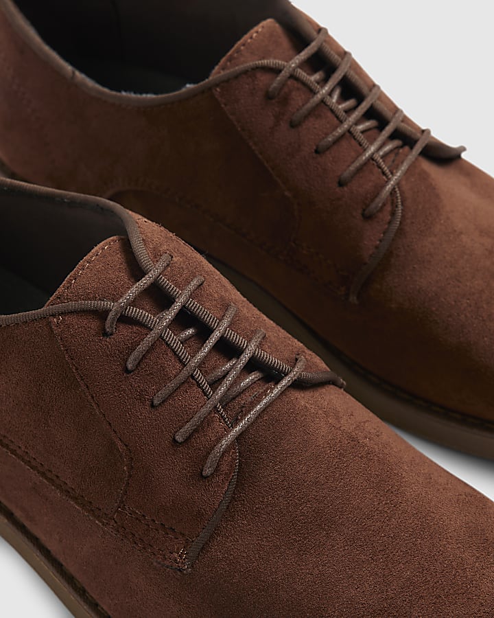 Brown Micro Fibre Derby Shoes