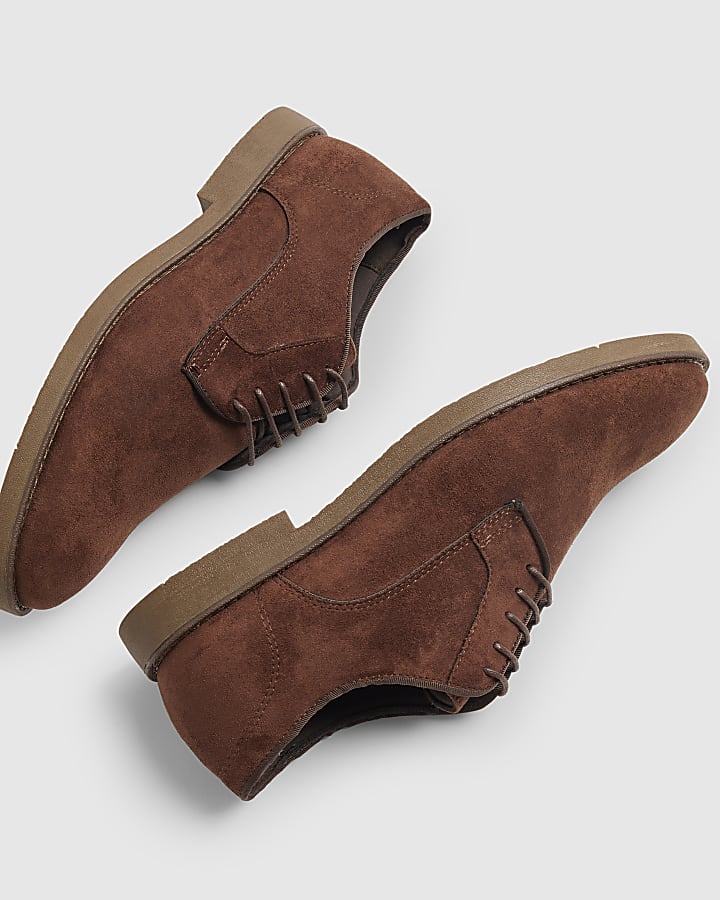 Brown Micro Fibre Derby Shoes