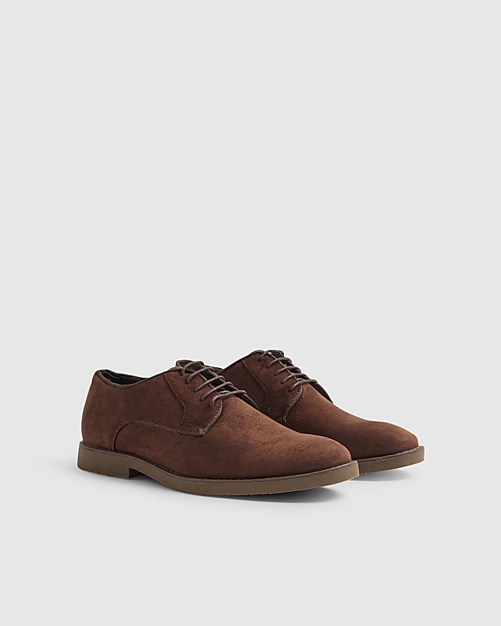 Brown Micro Fibre Derby Shoes