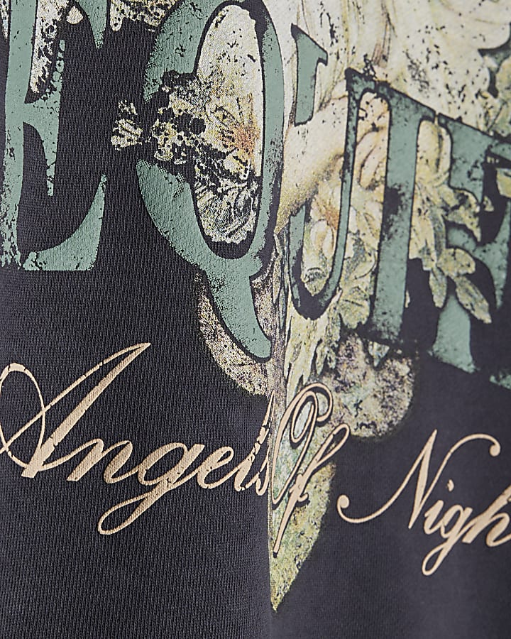 Black Oversized Fit Angel Of Night Sweatshirt