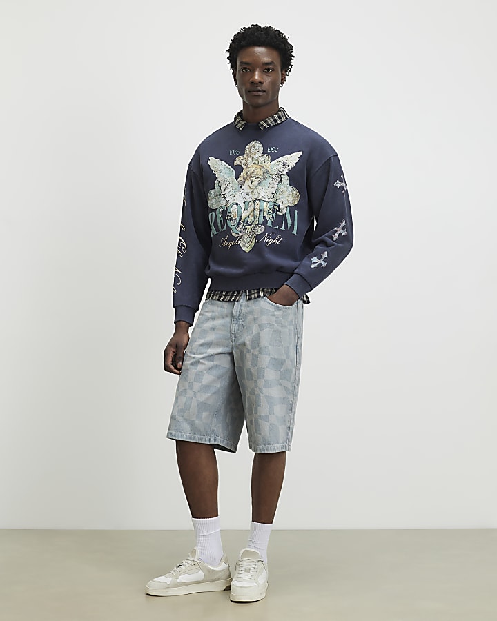 Black Oversized Fit Angel Of Night Sweatshirt