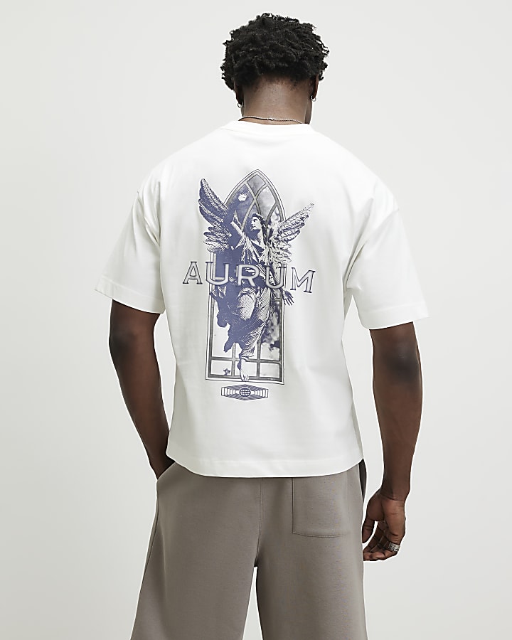 White Oversized Fit Aurum Angel T-shirt