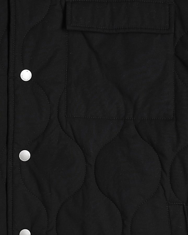 Black Cotton Quilted Overshirt