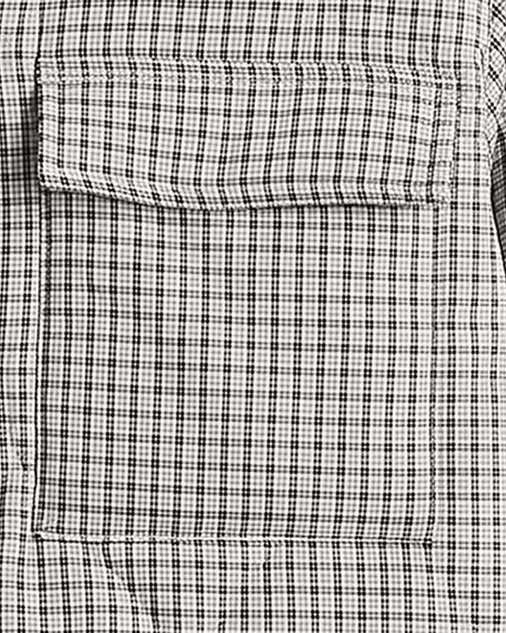 Beige Cotton Quilted Check Overshirt