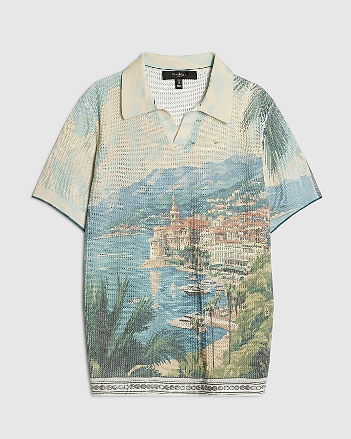 Beige Regular Fit Crochet Scenic Shirt
